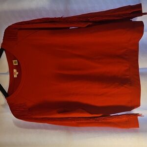 Levis Red Long Sleeve Fringe Top